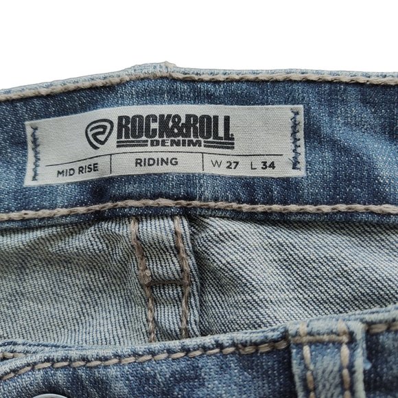 ROCK & ROLL Womens Riding Jeans Bootcut Distressed Medium Wash Denim W27 NWT - Picture 10 of 13